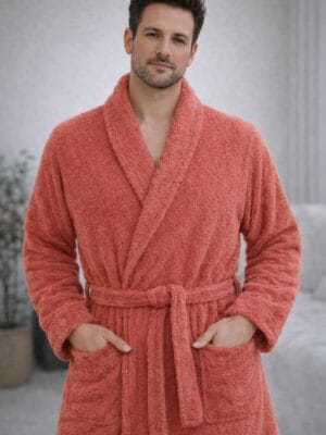 Albornoz de hombre color coral