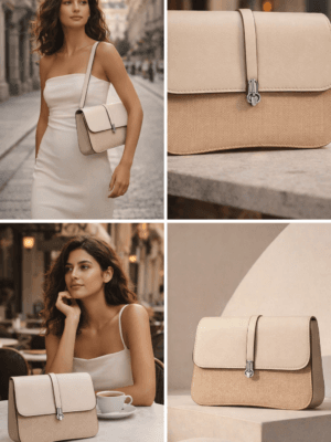 bolso de hombro beige piel sintetica elegante