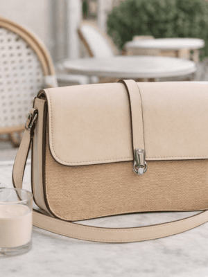 Bolso beige elegante y pequeño