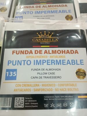 Funda de almohada 135 cm impermeable hipoalergénica y antiácaros