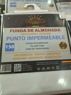 Funda de almohada 150 cm impermeable hipoalergénica y antiácaros
