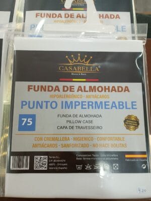Funda de almohada 75 cm impermeable hipoalergénica y antiácaros