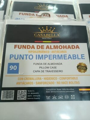 Funda de almohada 90 cm impermeable hipoalergénica y antiácaros