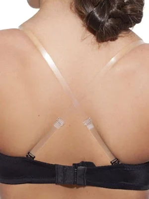 Sujetador sin tirantes Selene Joanna color negro, tirantes transparentes.